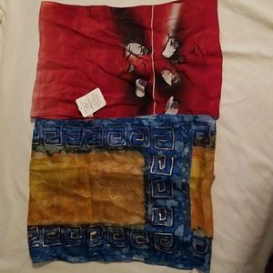 2 silk scarves hand painted